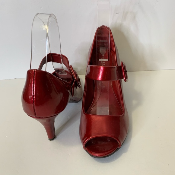 * SOLD* Kenneth Cole Red Peep Toe Heels 8.5 M - Picture 5 of 13